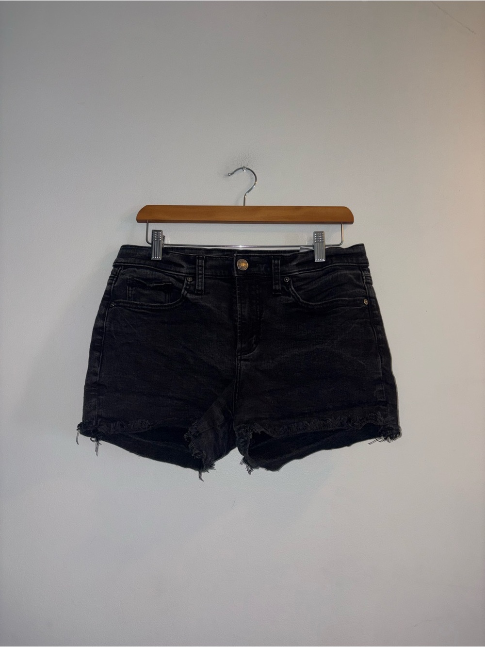Silver | Black Denim Shorts